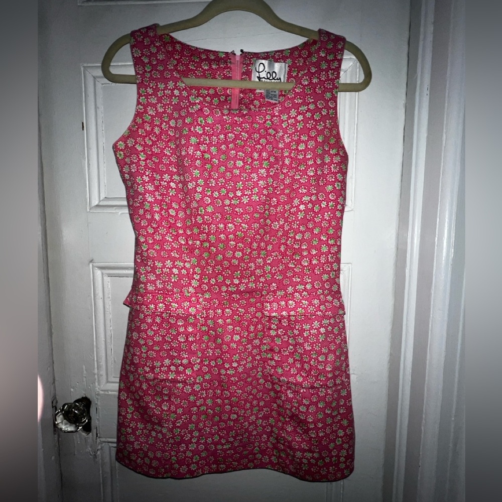 Vintage Lilly Pulitzer Pink and Green Floral Shift Dress